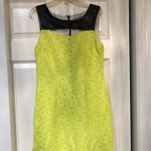 Comfortable Neon Yellow and Black U Neck Dress